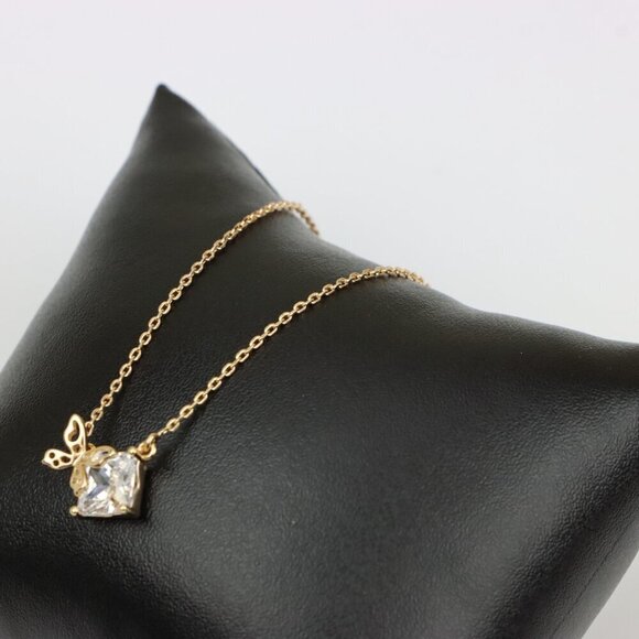 Elegant Rose Gold Necklace with Crystal Leaf Charm, XPNL0404 - Picture 5 of 12